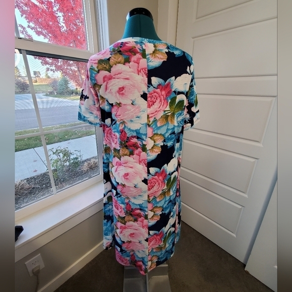 SWEET SALT MODEST CLOTHING SHORT SLEEVE BLUEVPINK FLORAL MIDI DRESS WOMEN SMALL - Picture 6 of 13